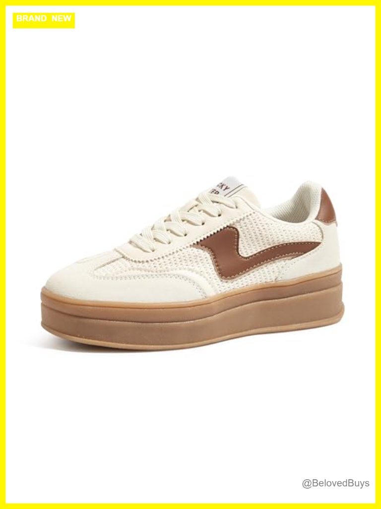 Women's Platform Fashion Sneakers Thick Sole Suede Faux Leather Rubber Gum Sole